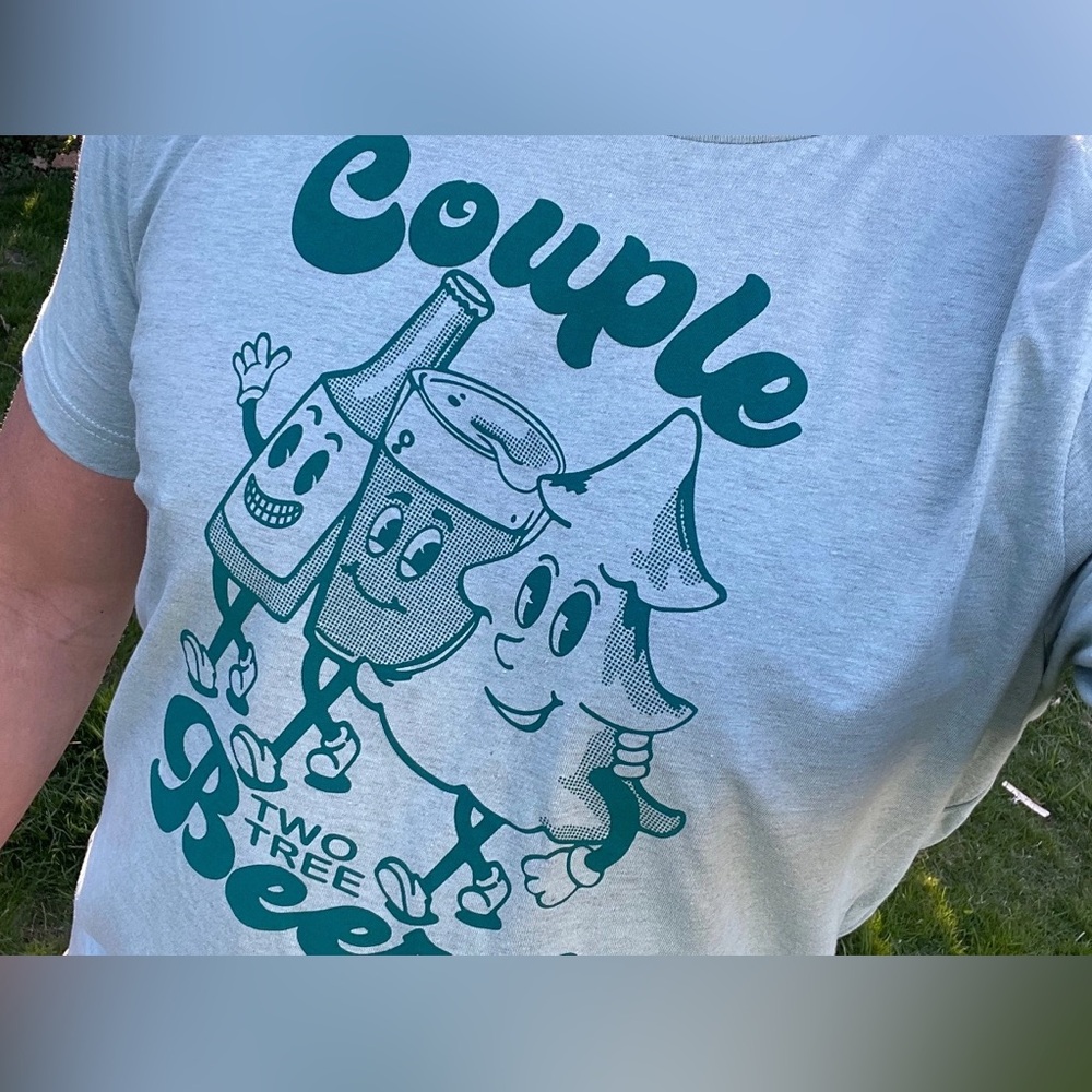 Couple Two Tree Beers Short-Sleeve T-shirt Vintage Green - Picture 3 of 6